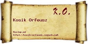 Kosik Orfeusz névjegykártya